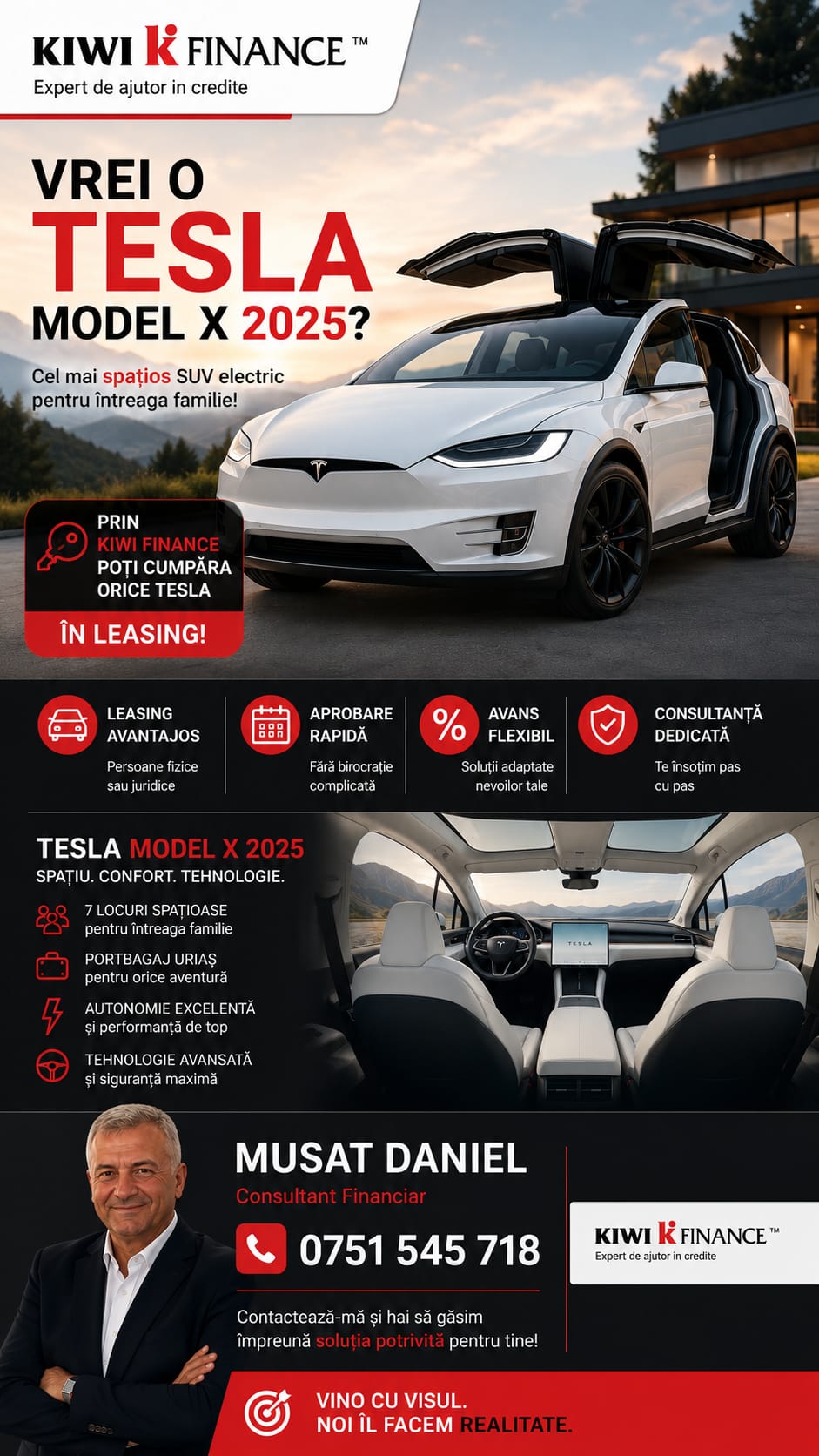 Leasing auto pentru Tesla Model X prin KIWI Finance